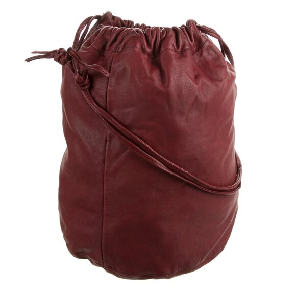 Bottega Veneta Large Drawstring Bucket Bag/Pouch Red Leather BV Logo Lining - Picture 2 of 6